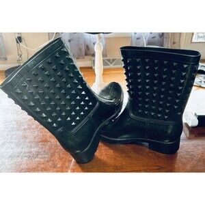 Personal Identity Grunge Gothcore Goth whimsy Black Spike Rain Gardening Boots 9